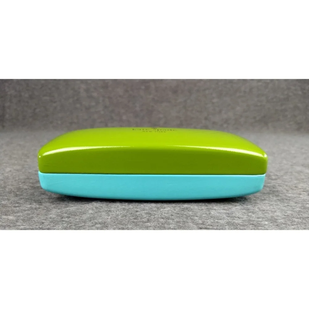 Kate Spade NY Eyeglasses Sunglasses Case Green & Blue Hard Clamshell Eyes Inside